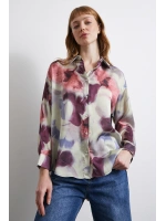 Batik Desen Saten Gömlek Lila