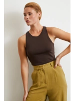 Basit Crop Top Kahve