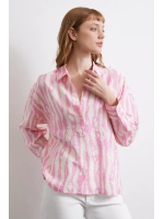 Zebra Desen Modal Gömlek Pembe