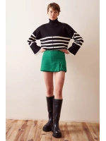 Yırtmaçlı Tweed Şort Etek Yeşil