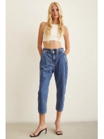 Beli Lastikli Mom Jean Mavi