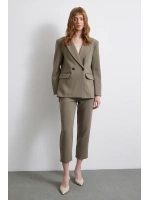 Önü Pensli Skinny Kumaş Pantolon Haki