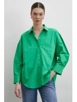 Oversize Pamuklu Gömlek Yeşil