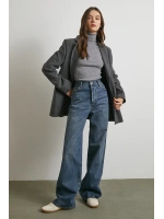 Yüksek Bel Beş Cepli Regular Fit Jean Lacivert