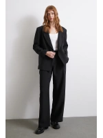Bel Detaylı Wide Leg Pantolon Siyah