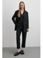Önü Pensli Skinny Kumaş Pantolon Siyah