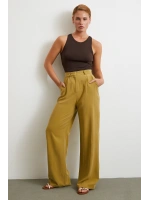 Keten Palazzo Pantolon Olive
