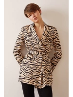 Düğmeli Kuşaklı Blazer Ceket Leopar