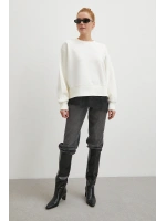 Eteği Dantelli Oversize Sweatshirt Beyaz