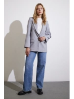 Tek Düğmeli Blazer Ceket Gri