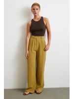 Keten Palazzo Pantolon Olive