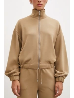 Fermuarlı Sweatshirt Camel