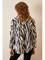 Zebra Desen Modal Gömlek Zebra Desen/Siyah