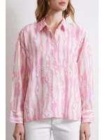Zebra Desen Modal Gömlek Pembe