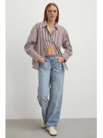 Düşük Bel Wide Leg Jean Mavi