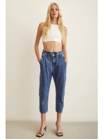 Beli Lastikli Mom Jean Mavi
