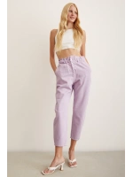 Beli Lastikli Düğme Kapalı Boyfriend Jean Mor