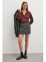 Basic Saten Gömlek Bordo