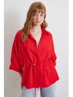 Büzgülü Kimono Gömlek Kırmızı