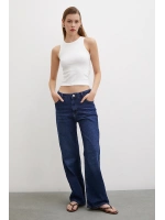 Yüksel Bel Wide Leg Jean Lacivert