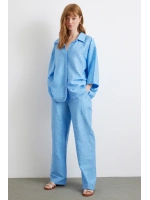Fakir Kol Oversize Gömlek Mavi