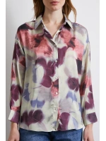 Batik Desen Saten Gömlek Lila