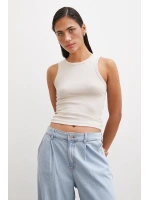 Bisiklet Yaka Top Bej