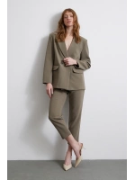 Önü Pensli Skinny Kumaş Pantolon Haki