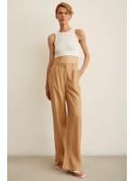 Yüksek Bel Geniş Paça Pantolon Camel