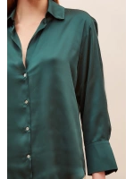 Basic Saten Gömlek Koyu Yeşil