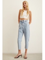 Beli Lastikli Mom Jean Buz Mavisi