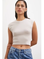 Sıfır Kol T-shirt Vizon