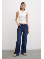 Yüksel Bel Wide Leg Jean Lacivert