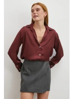 Basic Saten Gömlek Bordo