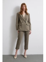 Önü Pensli Skinny Kumaş Pantolon Haki