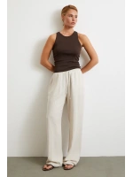 Beli Lastikli Boru Paça Pantolon Bej