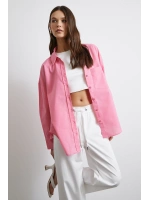 Lendy Keten Gömlek Pembe