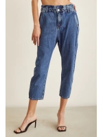 Beli Lastikli Mom Jean Mavi
