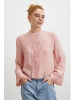 Dantel Kesimli Uzun Kollu Bluz Pembe