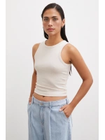 Bisiklet Yaka Top Bej