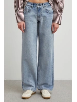 Düşük Bel Wide Leg Jean Mavi