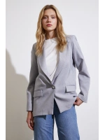 Tek Düğmeli Blazer Ceket Gri