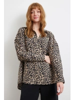 Leopar Desen Javanez Gömlek Siyah