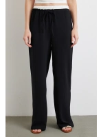 Bel Bantlı Wide Leg Pantolon Siyah