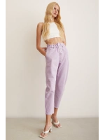 Beli Lastikli Düğme Kapalı Boyfriend Jean Mor
