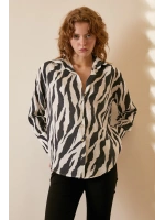 Zebra Desen Modal Gömlek Zebra Desen/Siyah