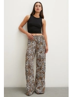 Leopar Saten Pantolon Siyah