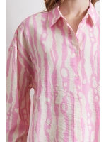 Zebra Desen Modal Gömlek Pembe