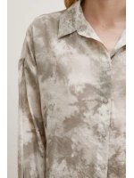 Desenli Oversize Gömlek Gri