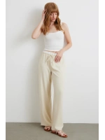 Bel Bantlı Wide Leg Pantolon Krem